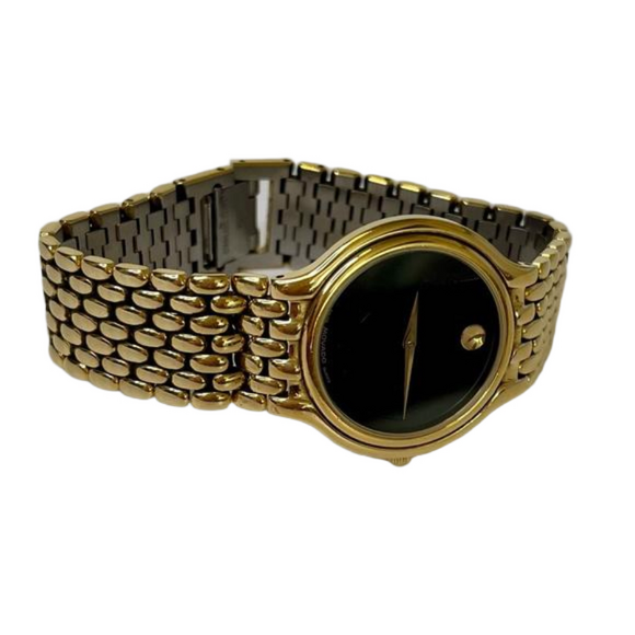 Movado Other - MOVADO Museum Quartz Watch Mens (Unisex) 33mm Black Face Gold Band
87.33.866.1